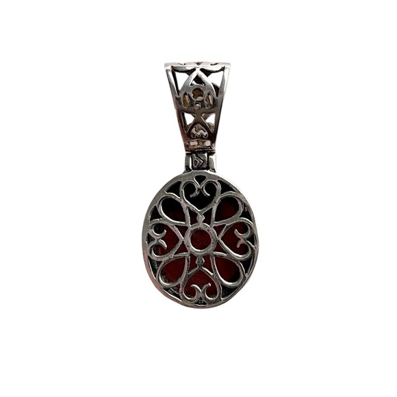 Silpada S1300 RETIRED Red Jasper Open Filigree Reversible Pendant - Picture 6 of 8